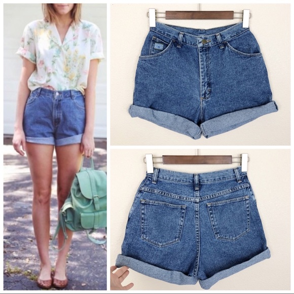 90s style denim shorts
